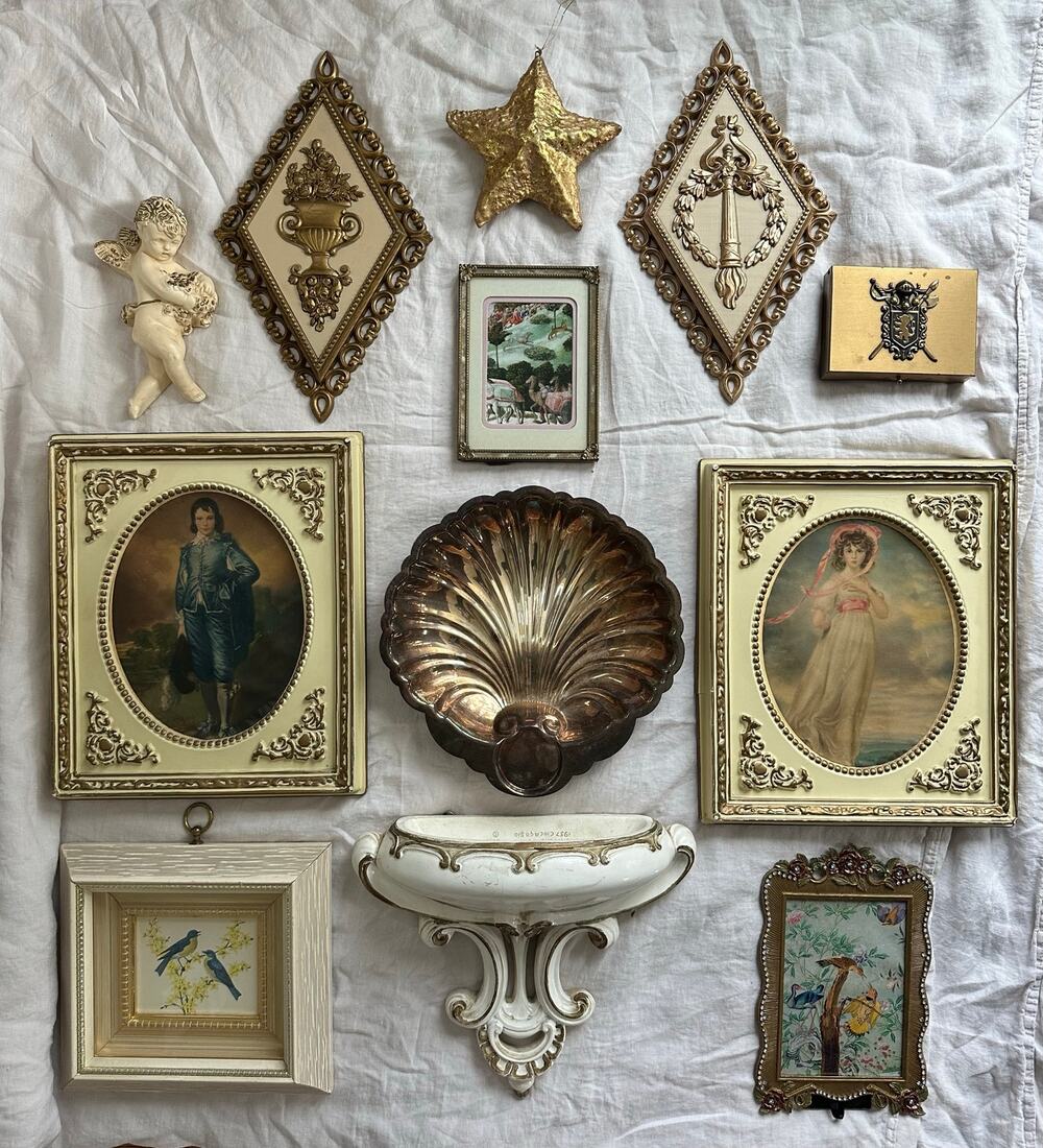 Vintage lot 12 gallery accent wall art pictures set ornate gold framed portraits